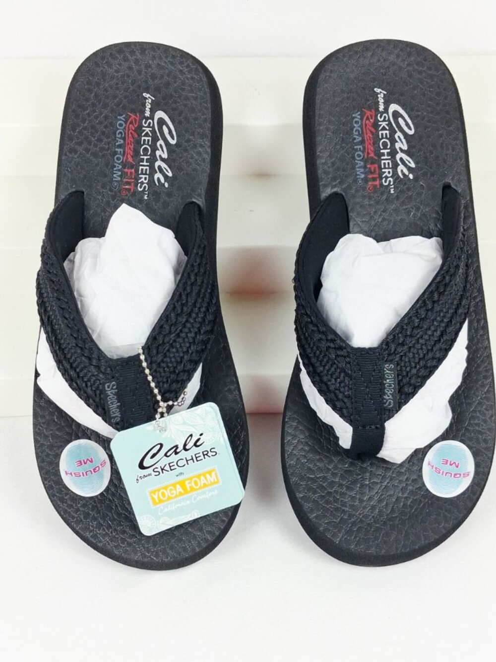 Skechers Cali Asana Hidden Valley Black Women's Thong Sandals - Size 10 NWOB - Picture 2 of 12